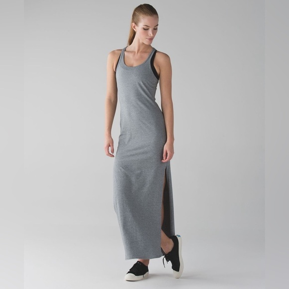 Lululemon Refresh Racerback Maxi Dress II Pima Cotton Heathered Medium Grey - Picture 11 of 11